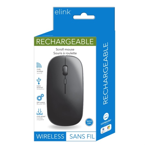 Mouse Wireless Black Rechargeable
