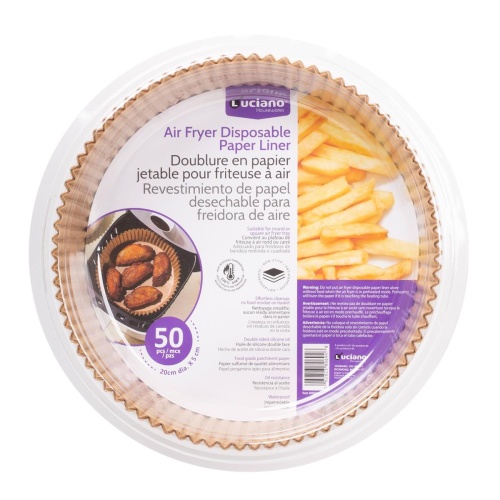 Luciano, 50-pc AirFryer Paper Liner 20cm dia. X 4.5cm, clamshell