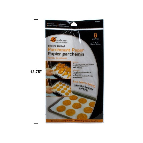 Luciano, 8-pc Parchment Paper, 15x 12,Silicone Coated,printed bag 
