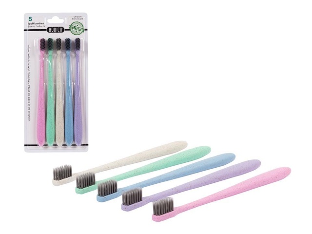 Bodico, 5pk Eco-Friendly Toothbrush ,ultra soft tapered, b/c