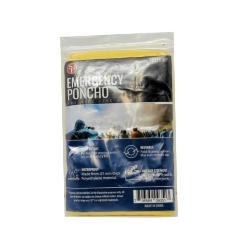 Emergency Poncho One Size Yellow Polyethylene(promo)