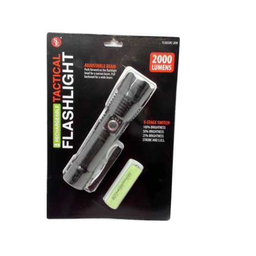 Tactical Flashlight 2000 Lumens Rechargeable
