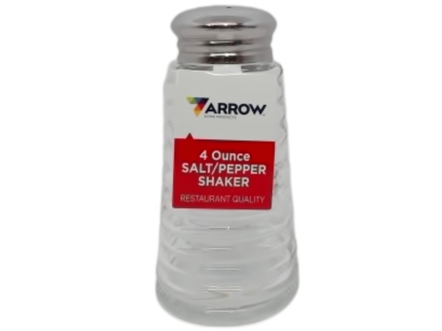 Salt/Pepper Shaker 4oz. Glass Restaurant Quality Arrow