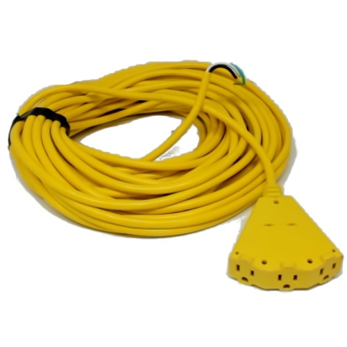 Extension Cord 20m 14/3 Sjtw 3 Way Plug Yellow (no Male End)