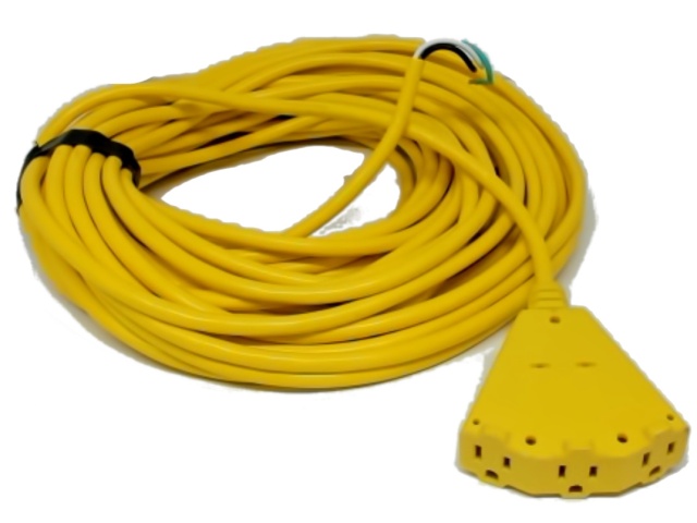 Extension Cord 20m 14/3 Sjtw 3 Way Plug Yellow (no Male End)