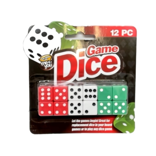 Game Dice 12pk. Assorted Colours