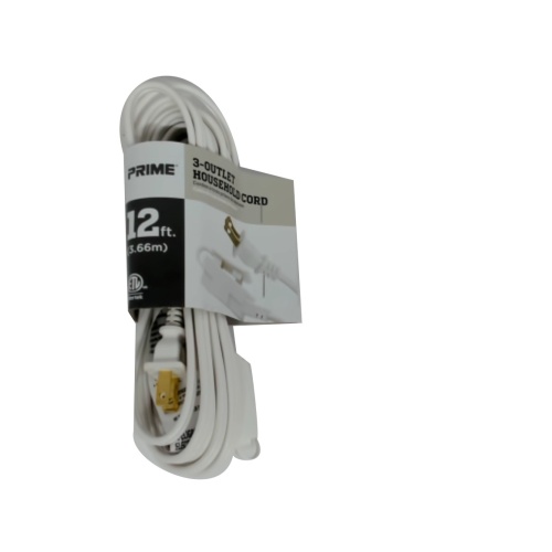 Extension Cord 12' 3 Outlet 16/2 SPT-2 White