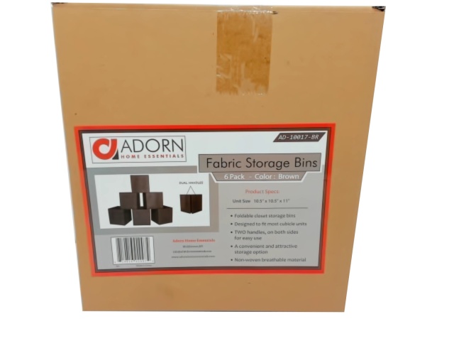 Fabric Storage Bin 6pk. Brown 11 x 11\