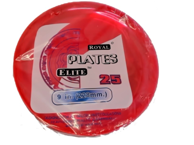 Plastic Plate Set 9 Round Red 25pk.\