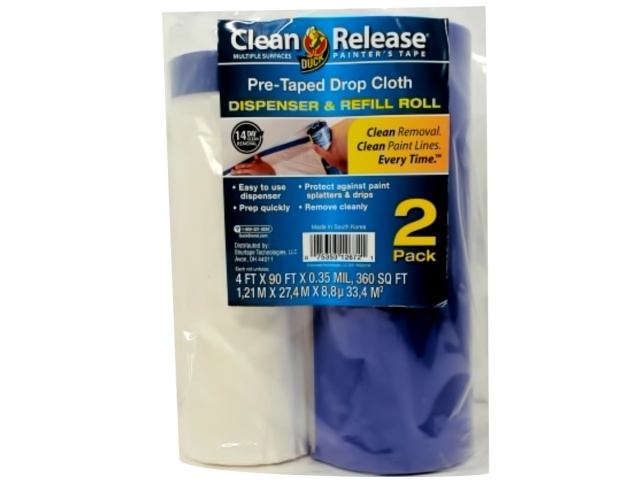 Pre-taped Drop Cloth Dispenser & Refill Clean Release Duck