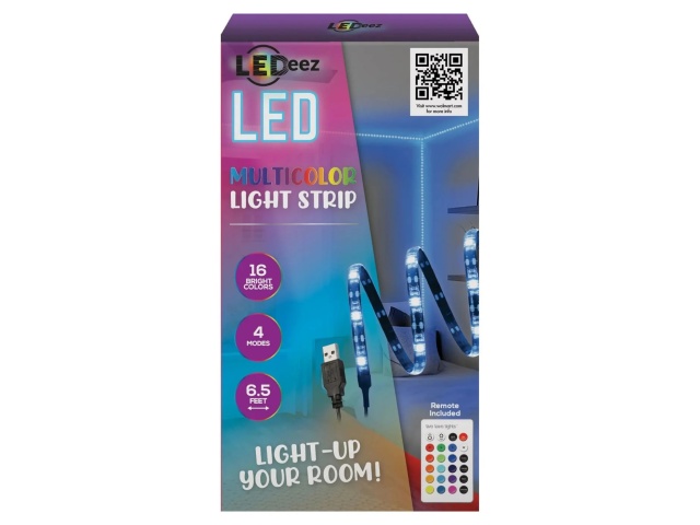LED Light Strip Multicolour 6.5\' USB Powered