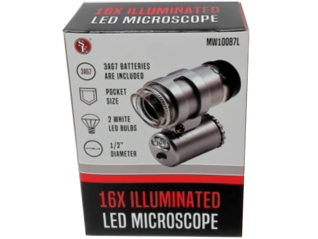 Microscope LED 16x Illuminated 1/2 Lens\