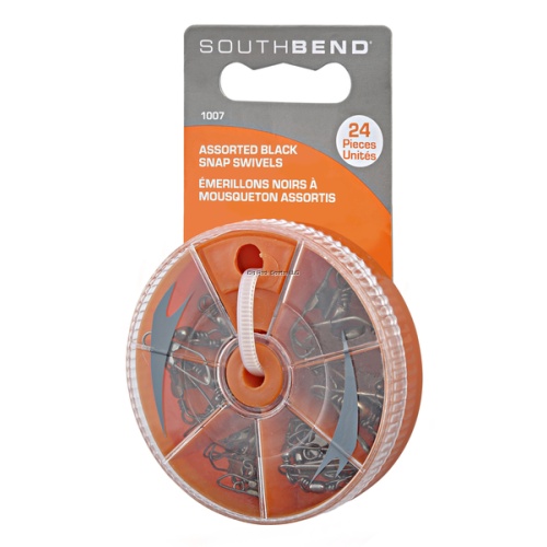 South Bend 1007 Black Snap Swivels Assortment w/Dial Box