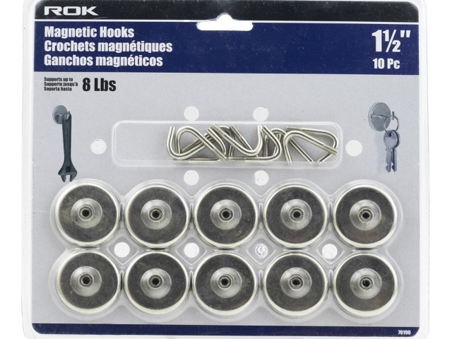 Magnetic hooks 10 pc 1.5 inch holds up to 8lbs