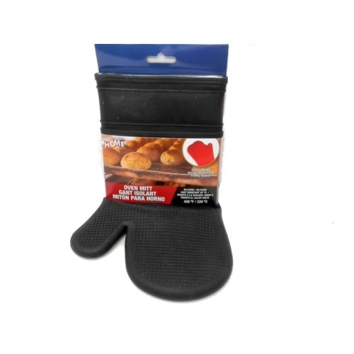Oven Mitt Silicone Black W/soft Lining