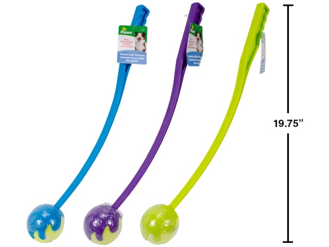 Tennis Ball and Thrower 3 colours 19.75 inch - Paws
