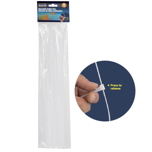 H.E. Master Pro, Reusable Cable Ties 12-PC, 8mmx15.7, header card
