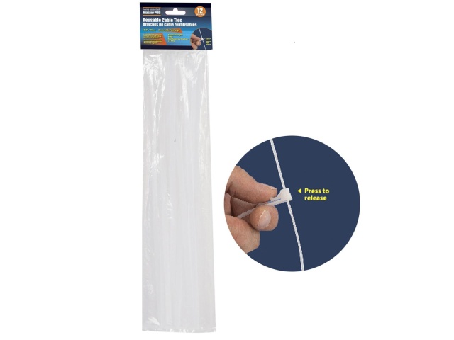 H.E. Master Pro, Reusable Cable Ties 12-PC, 8mmx15.7, header card\