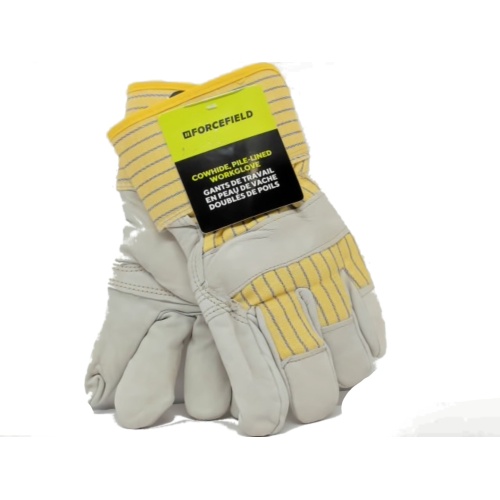Work Gloves Large Cowhide Pile Lined Forcefield