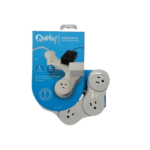 Flexible Power Strip 4 Outlets 2' Cord White Quirky Pivot Power Jr.