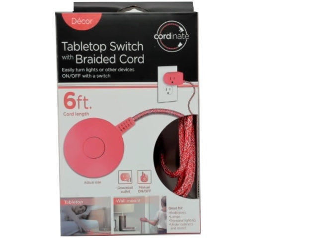 Tabletop Switch w/Braided Cord 6\' Coral Cordinate