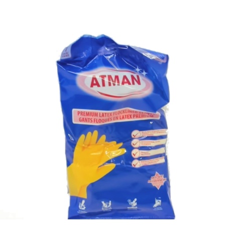 Dishwashing Gloves Large Premium Latex Flockloined Atman