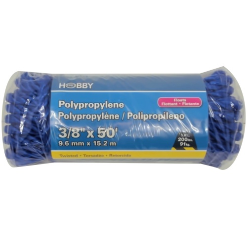 Polypropylene Rope 3/8 X 50' Blue Twisted 200lbs. (endcap) 2 for $4.99