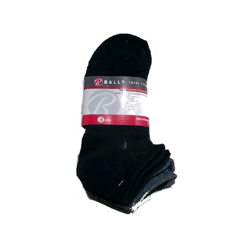 Socks Men's Low Cut 3pk. Black Bally Size 7-12