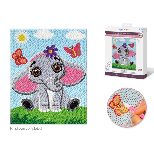 Craft Medley Kit: DIY Diamond Painting Kit A) Baby Elephant