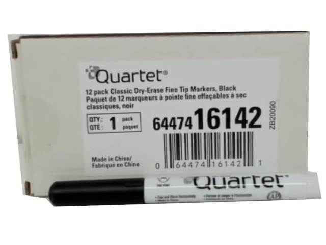 Dry Erase Markers 12pk. Black Fine Tip Quartet (or $0.69ea)