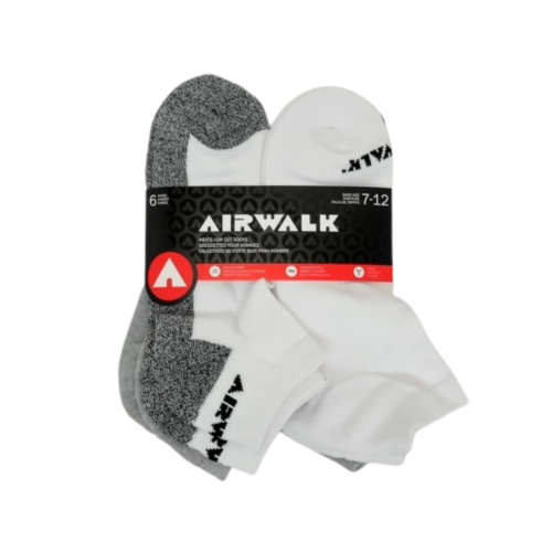 Socks Men's Low Cut 6pk. Black/White/Grey Ass't Airwalk