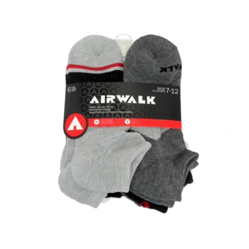 Socks Men's Low Cut 6pk. Grey Ass't Airwalk