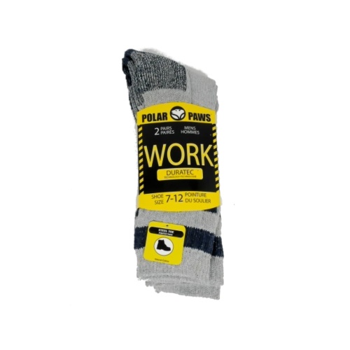 Socks Men's Work 2pk. Ash/Navy Polar Paws (Or 2/$4.99)