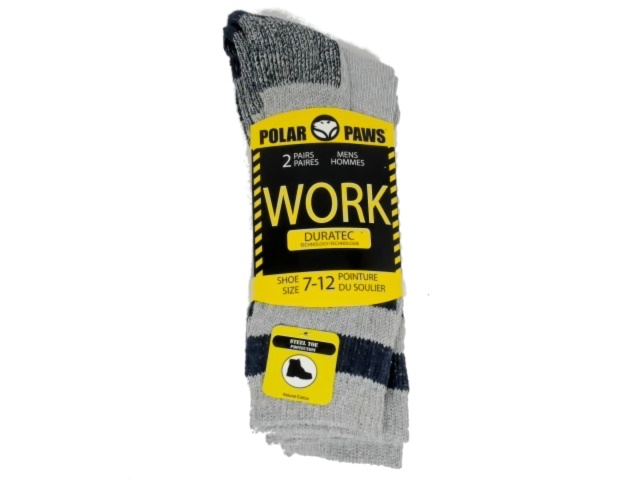 Socks Men\'s Work 2pk. Ash/Navy Polar Paws (Or 2/$4.99)