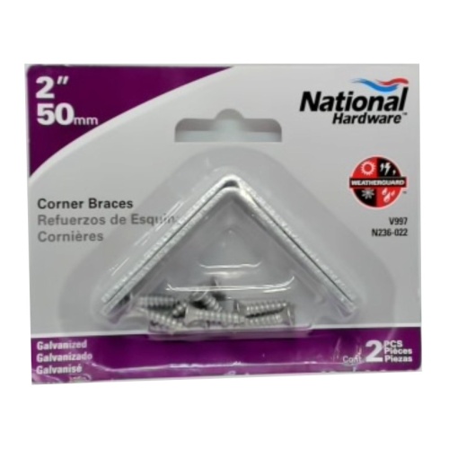 Corner Braces 2 2pk. Galvanized National Hardware
