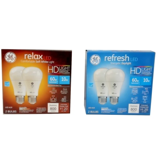 Light Bulb LED 2pk. Relax Or Refresh Hd Light 10W A19 G.E.