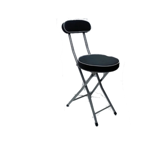 Black folding chair with cushion - round 27.6x27.6x28.3 inches