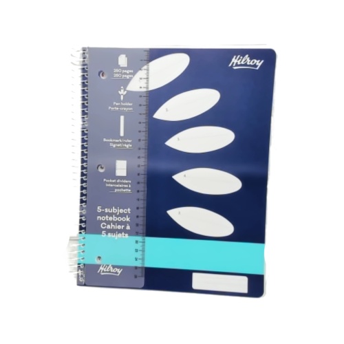 Notebook 5 Subject 250pgs. 3 Hole w/Ruler & Pocket Dividers Hilroy