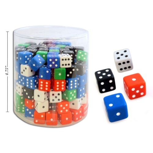 16MM DICE ASST COLORS 200/DRUM - sold individually