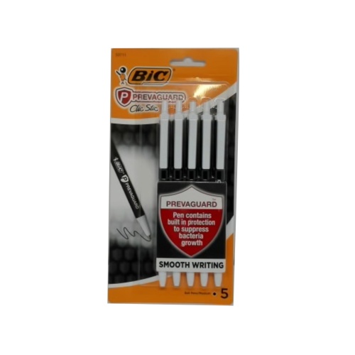 Pen Bic Prevaguard 5pk. Black Ink Clic Stic