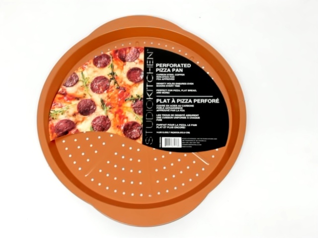 Perforated Pizza Pan 12 Round Carbon Steel Copper Studiokitchen\