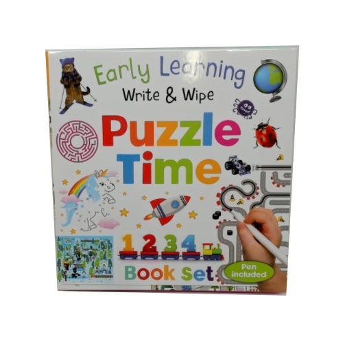 Puzzle Time Book Set Early Learning Write & Wipe w/Pen