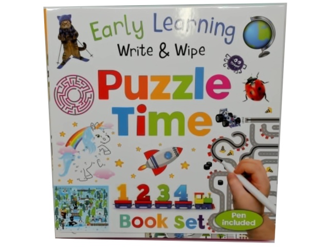 Puzzle Time Book Set Early Learning Write & Wipe w/Pen
