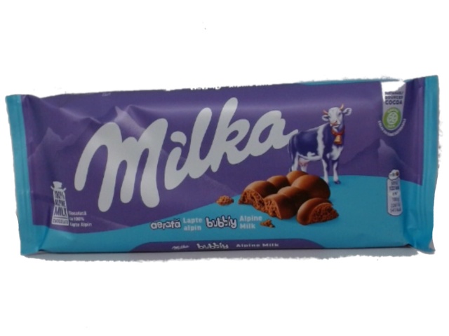 Milka Chocolate Bar Bubbly Alpine Milk 90g.