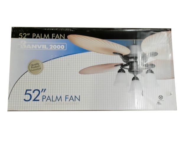 52 Palm Ceiling Fan 3 Speed Reversible Motor 3 Lights\