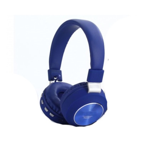 Bluetooth folding headset with FM and MicroSD slot - blue