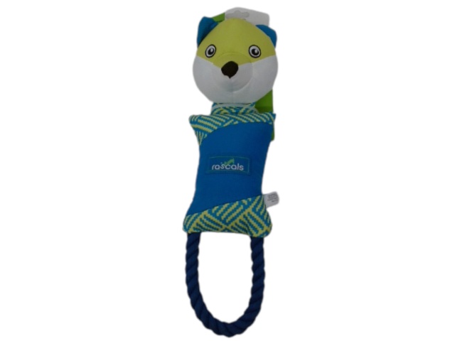 Dog Toy 14 Fox w/Rope Squeaky Fetch Toy Rascals\