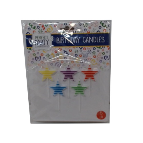 Birthday Candles 5pk. Stars Perfect Party Solutions