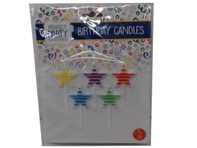 Birthday Candles 5pk. Stars Perfect Party Solutions