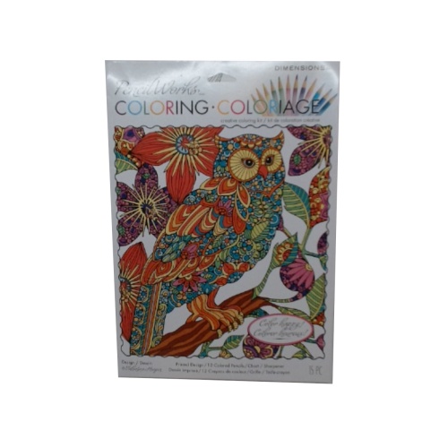Creative Coloring Kit 15pc. Flowering Owl Pencil Works